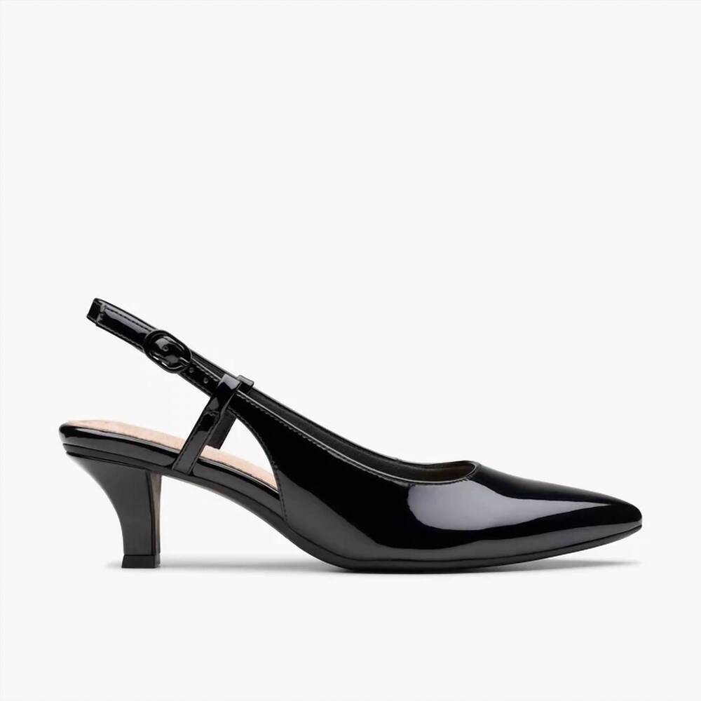 NEW CLARKS women's kepley lane heels in black patent